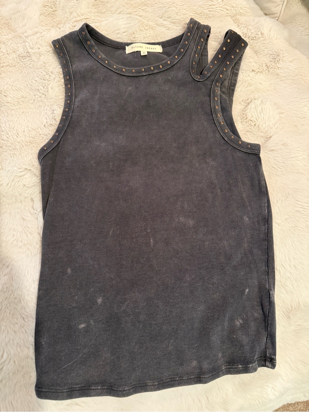 Gilded Intent Charcoal Tank with Bronze Stud Trim